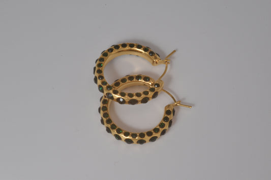 Green & Gold Hoop Earrings