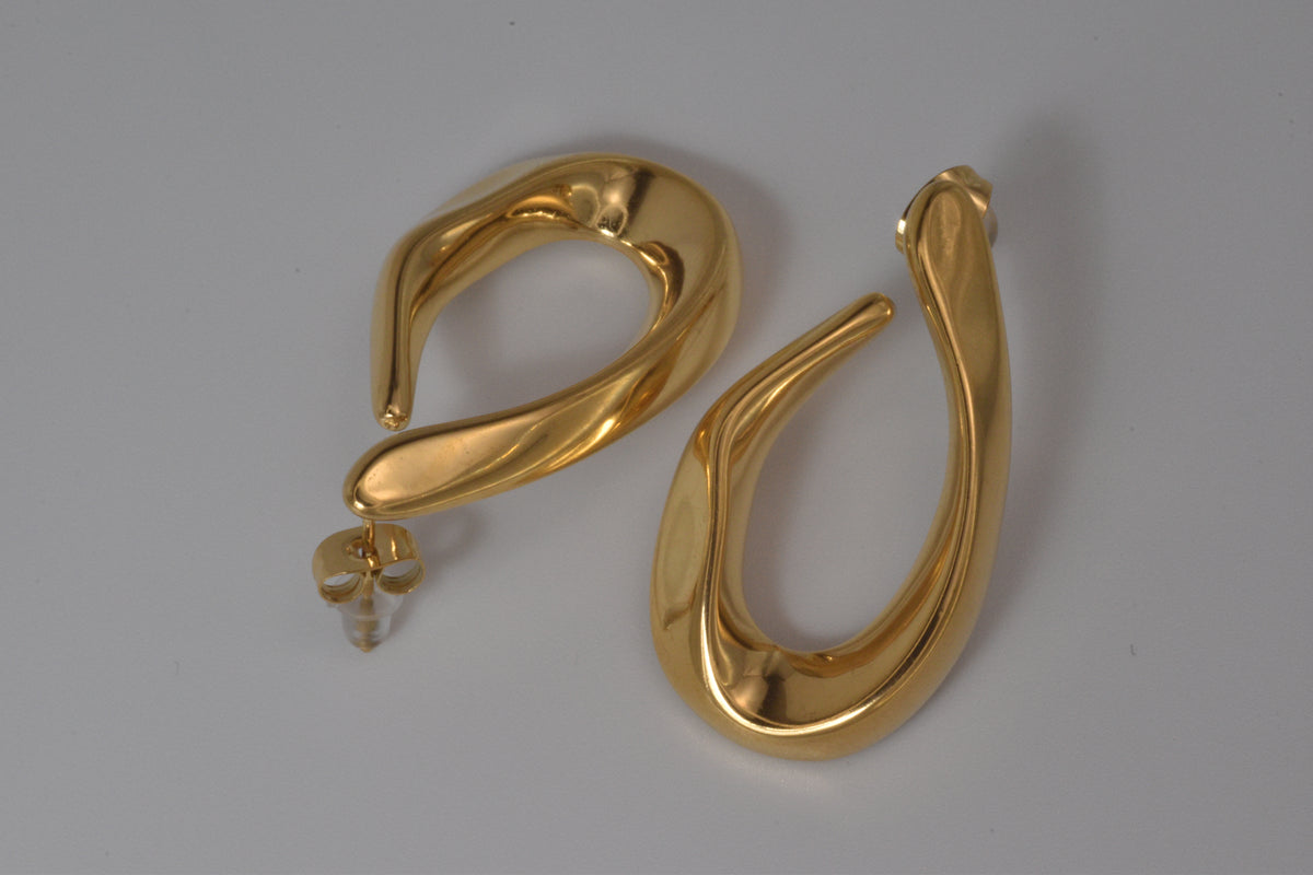 Gold Chunky Teardrop Hoop Earrings