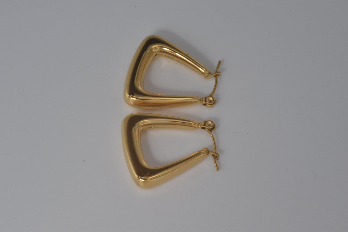 Gold Triangular Shaped Hoop Earrings