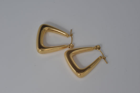 Gold Triangular Shaped Hoop Earrings
