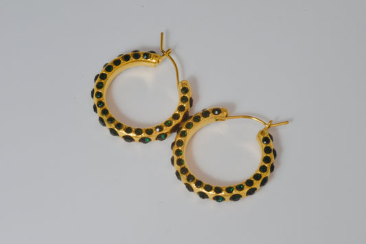 Green & Gold Hoop Earrings