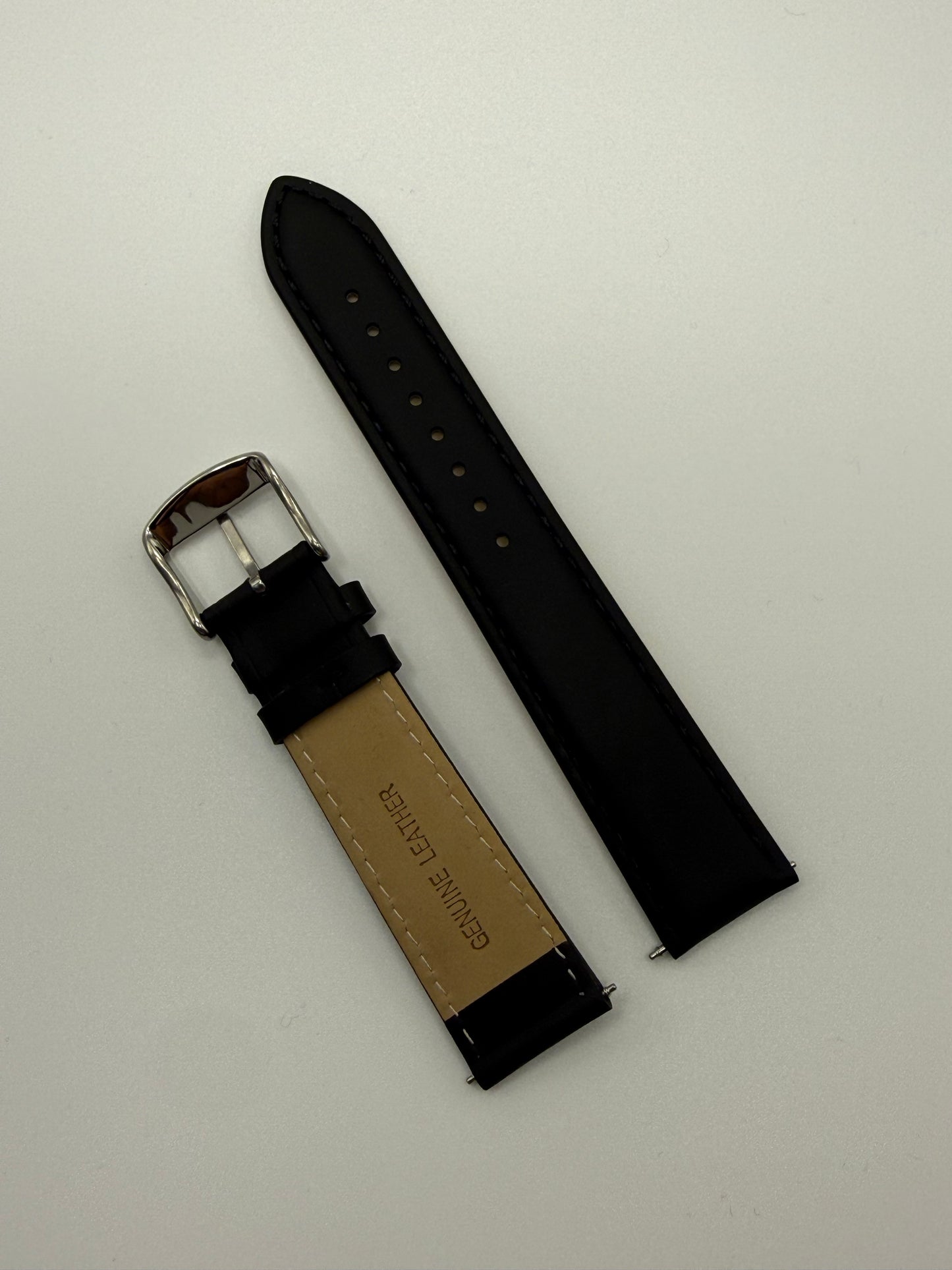 Black Leather Watch Strap - Genuine Leather Watch Band