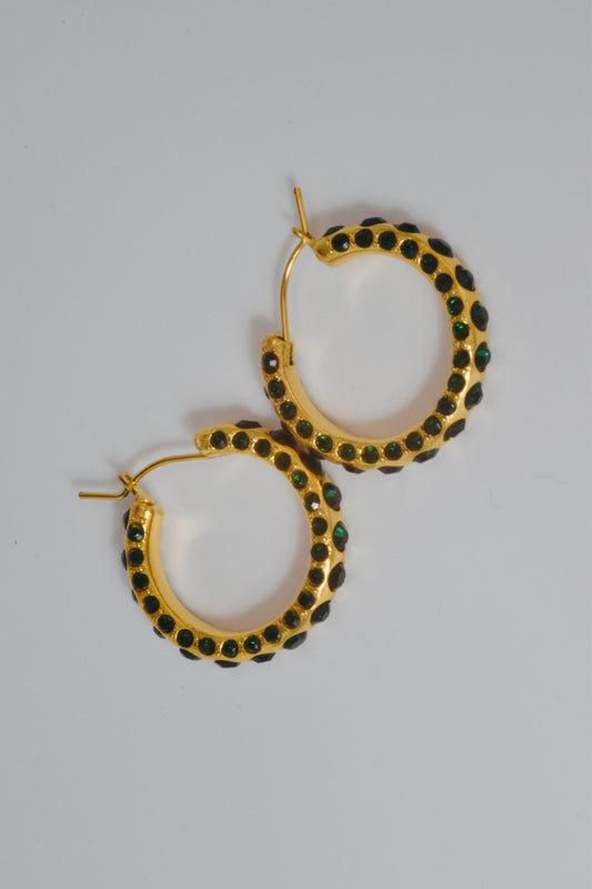 Green & Gold Hoop Earrings