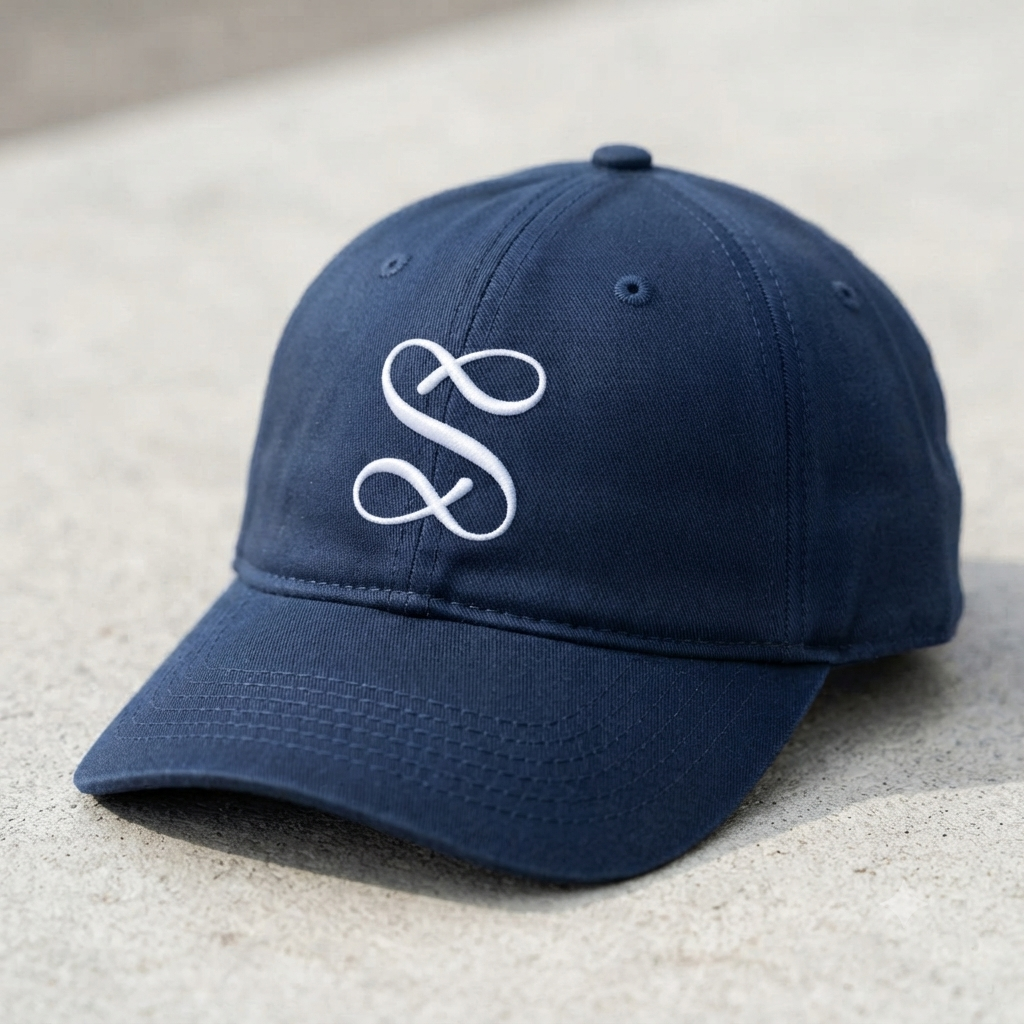 Savedrines Signature Cap – front view with embroidered monogram logo