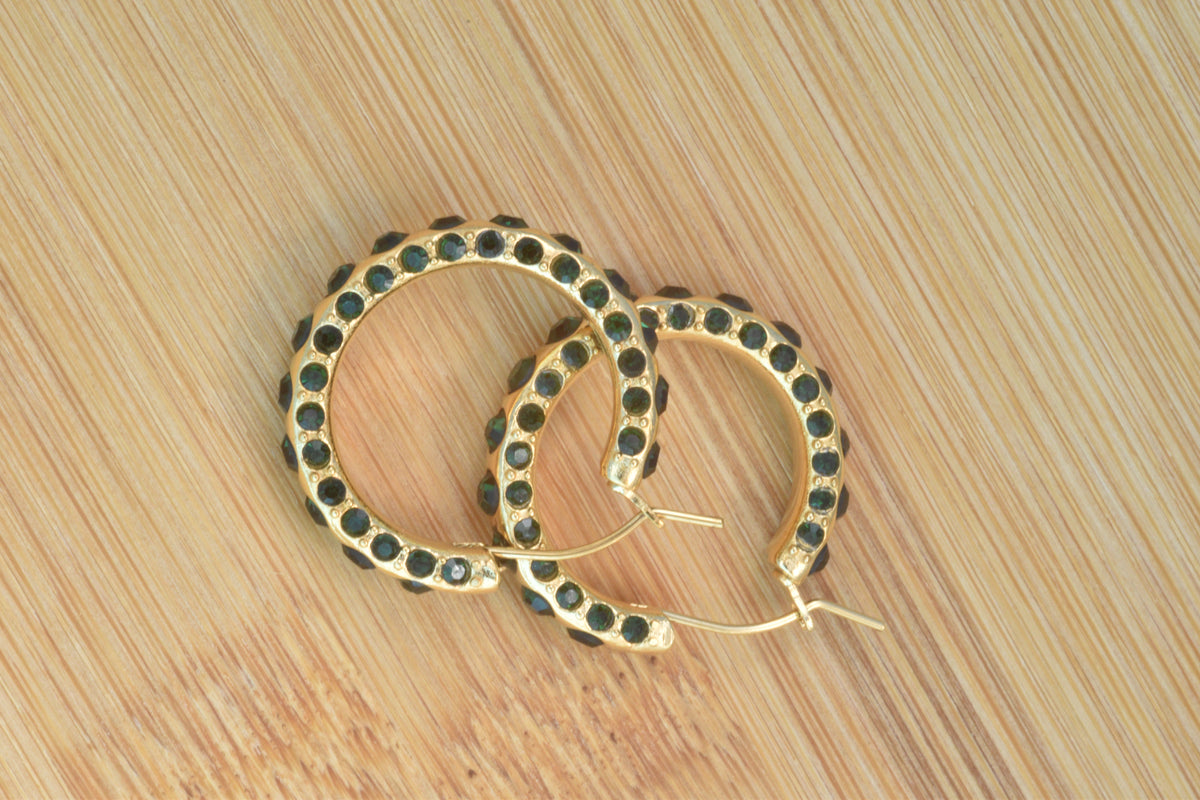 Green & Gold Hoop Earrings