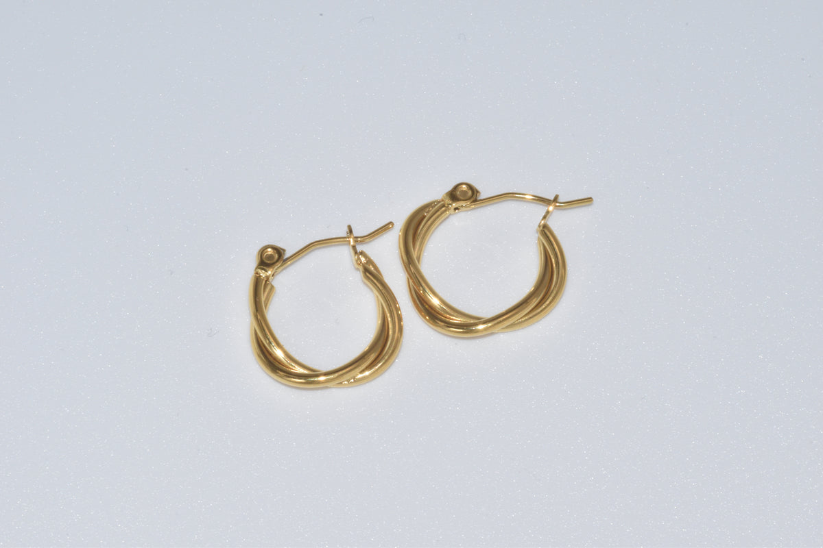 Gold Twisted Rope Mini Hoop Earrings