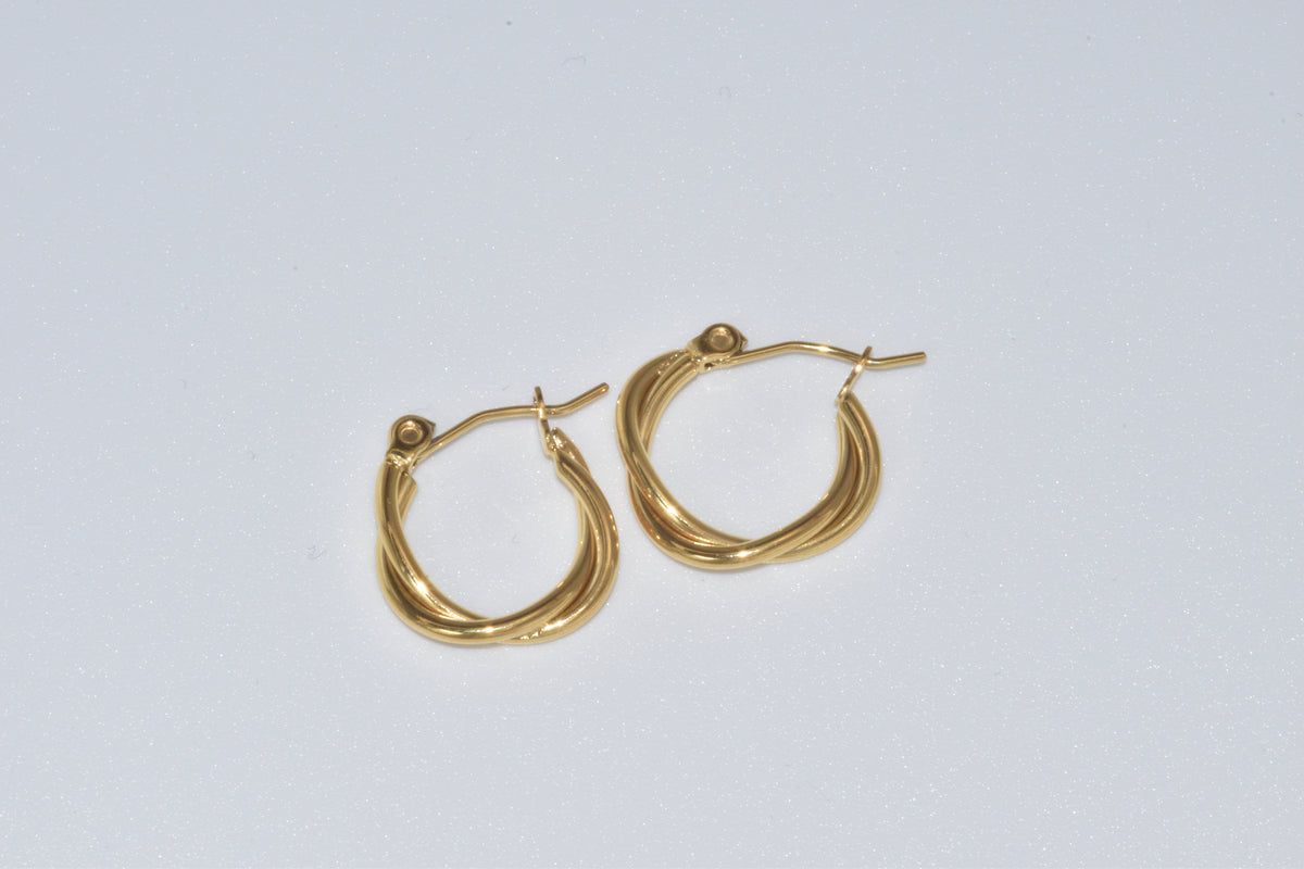 Gold Twisted Rope Mini Hoop Earrings