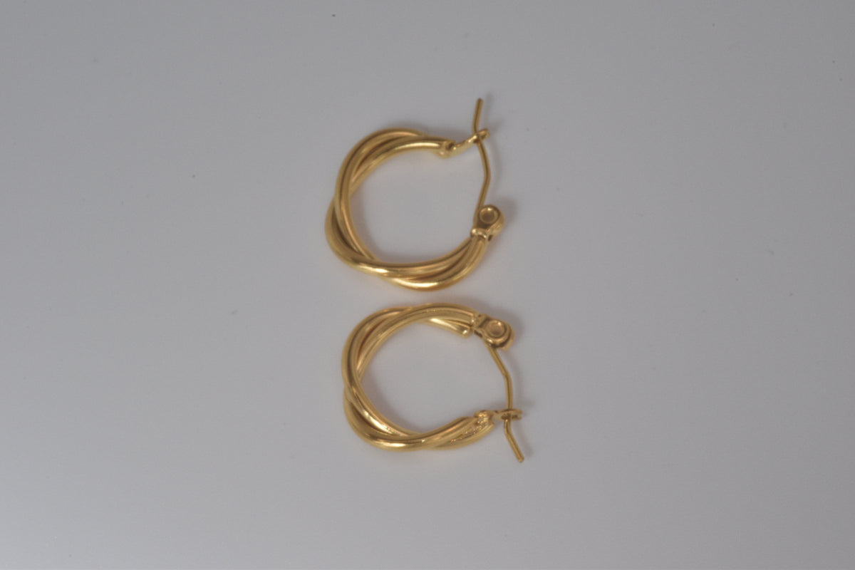 Gold Twisted Rope Mini Hoop Earrings