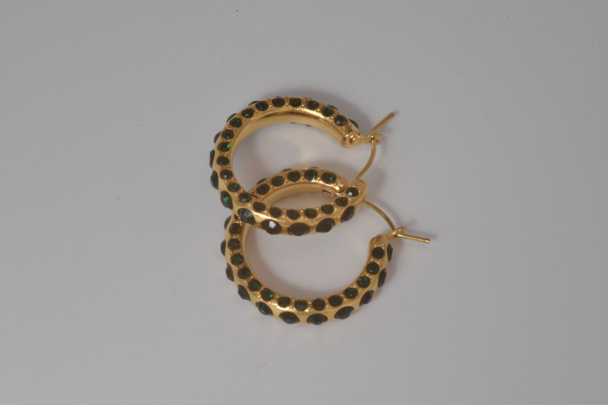 Green & Gold Hoop Earrings