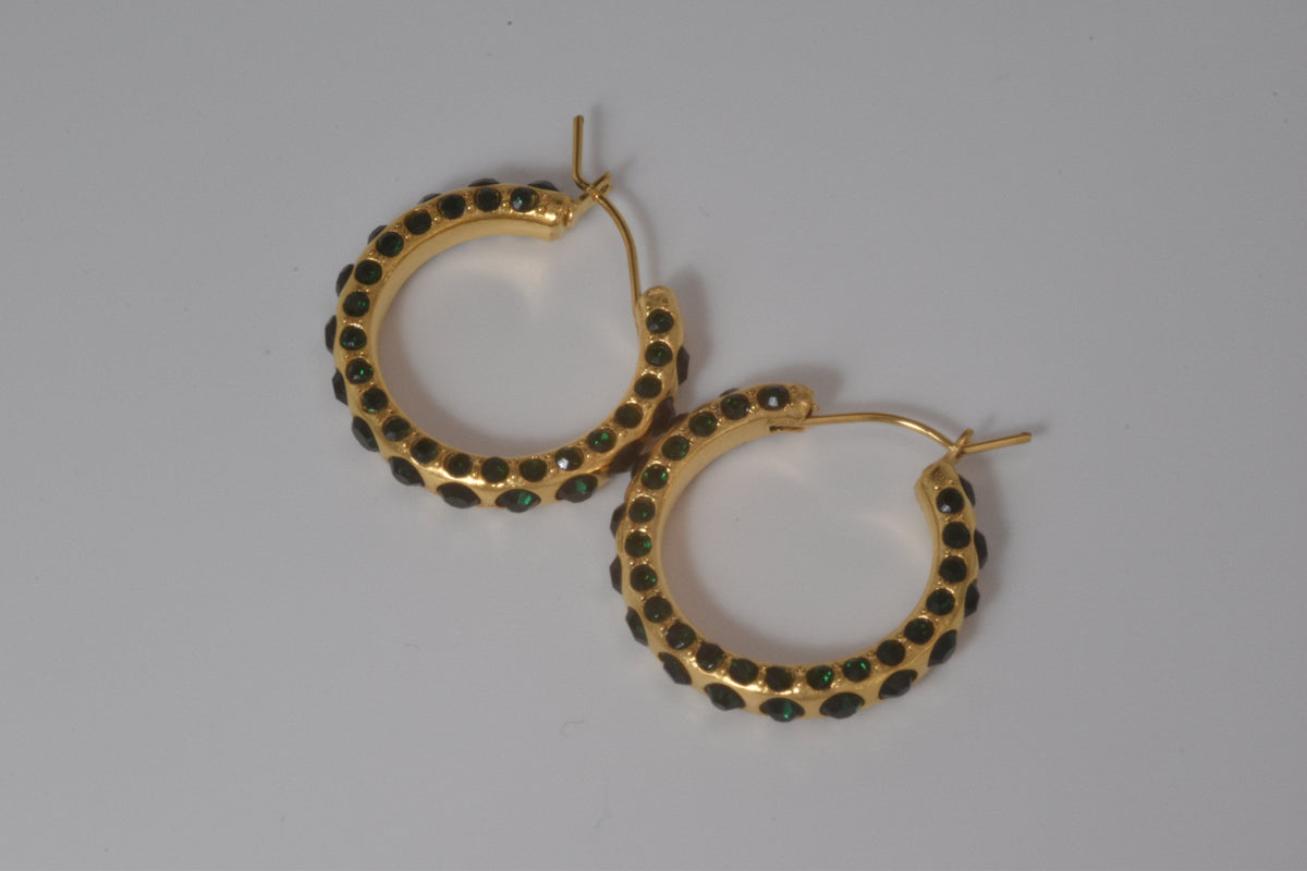 Green & Gold Hoop Earrings