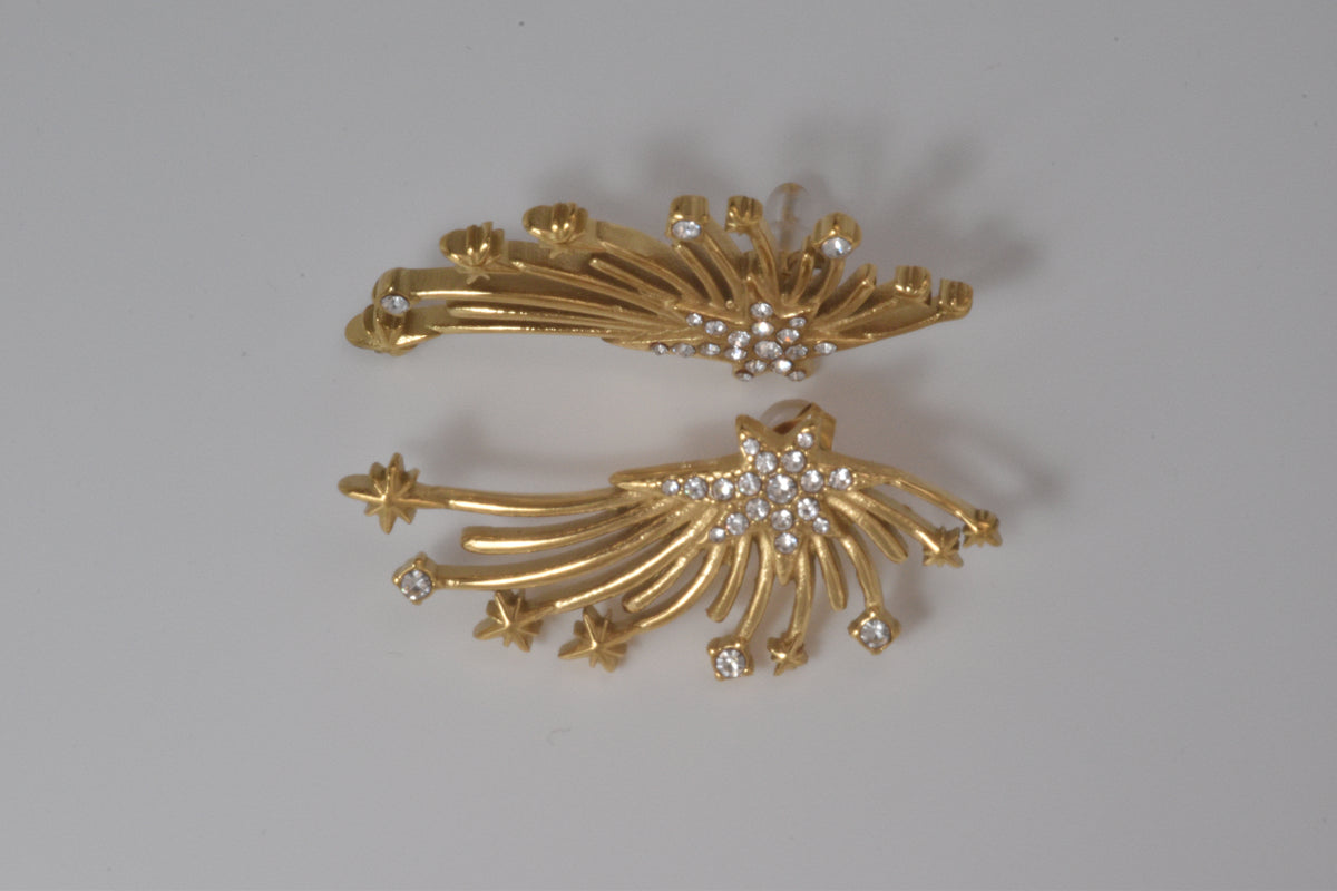 Gold Celestial Star Burst Earrings