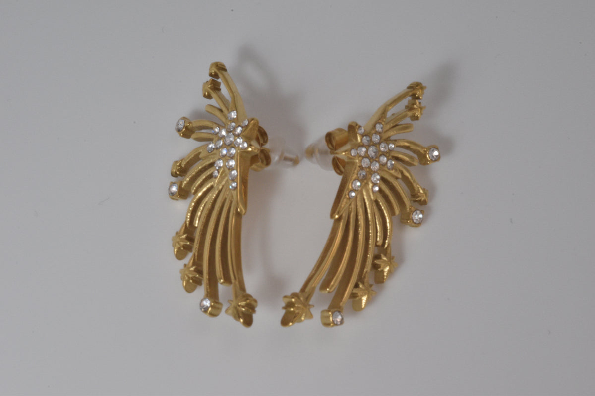 Gold Celestial Star Burst Earrings