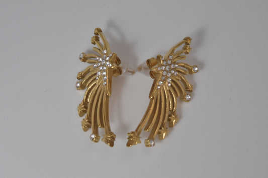 Gold Celestial Star Burst Earrings