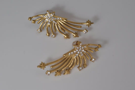 Gold Celestial Star Burst Earrings