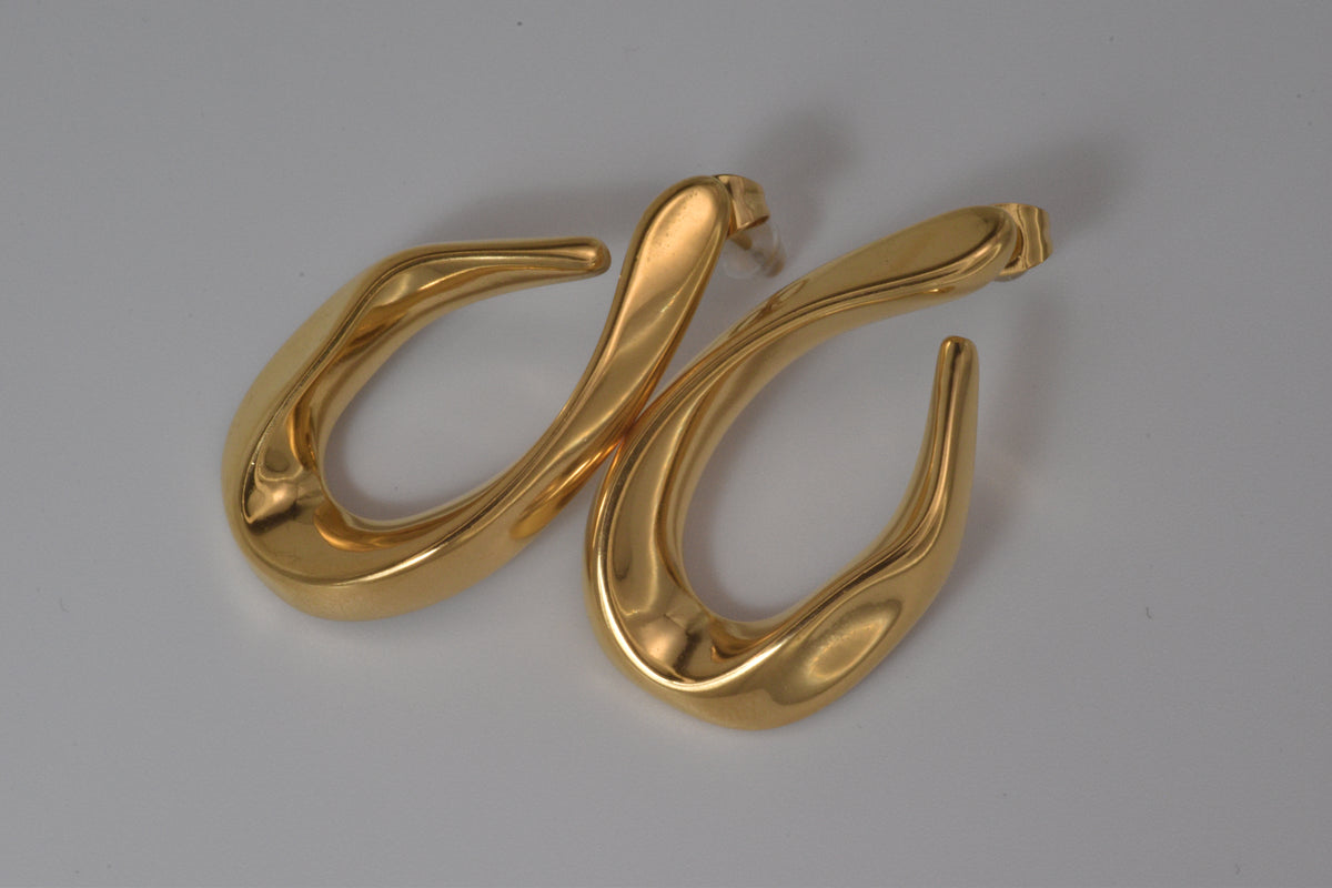 Gold Chunky Teardrop Hoop Earrings