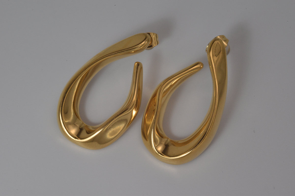 Gold Chunky Teardrop Hoop Earrings