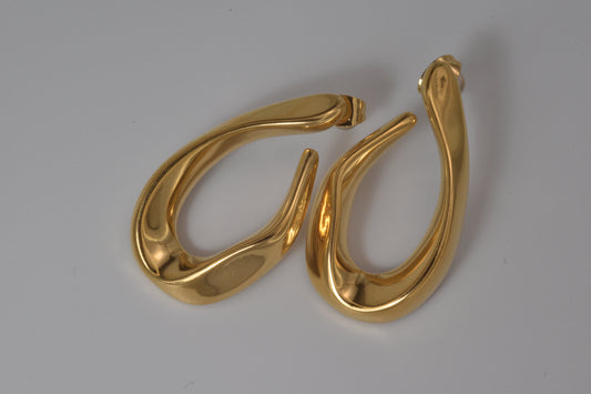 Gold Chunky Teardrop Hoop Earrings