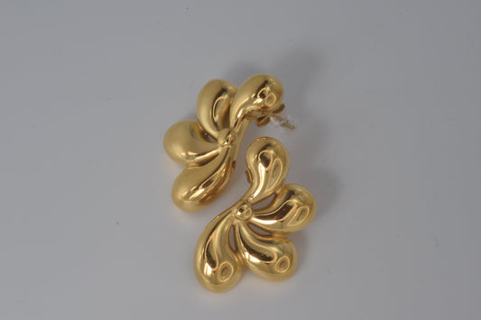 Gold Sculptural Petal Fan Stud Earrings