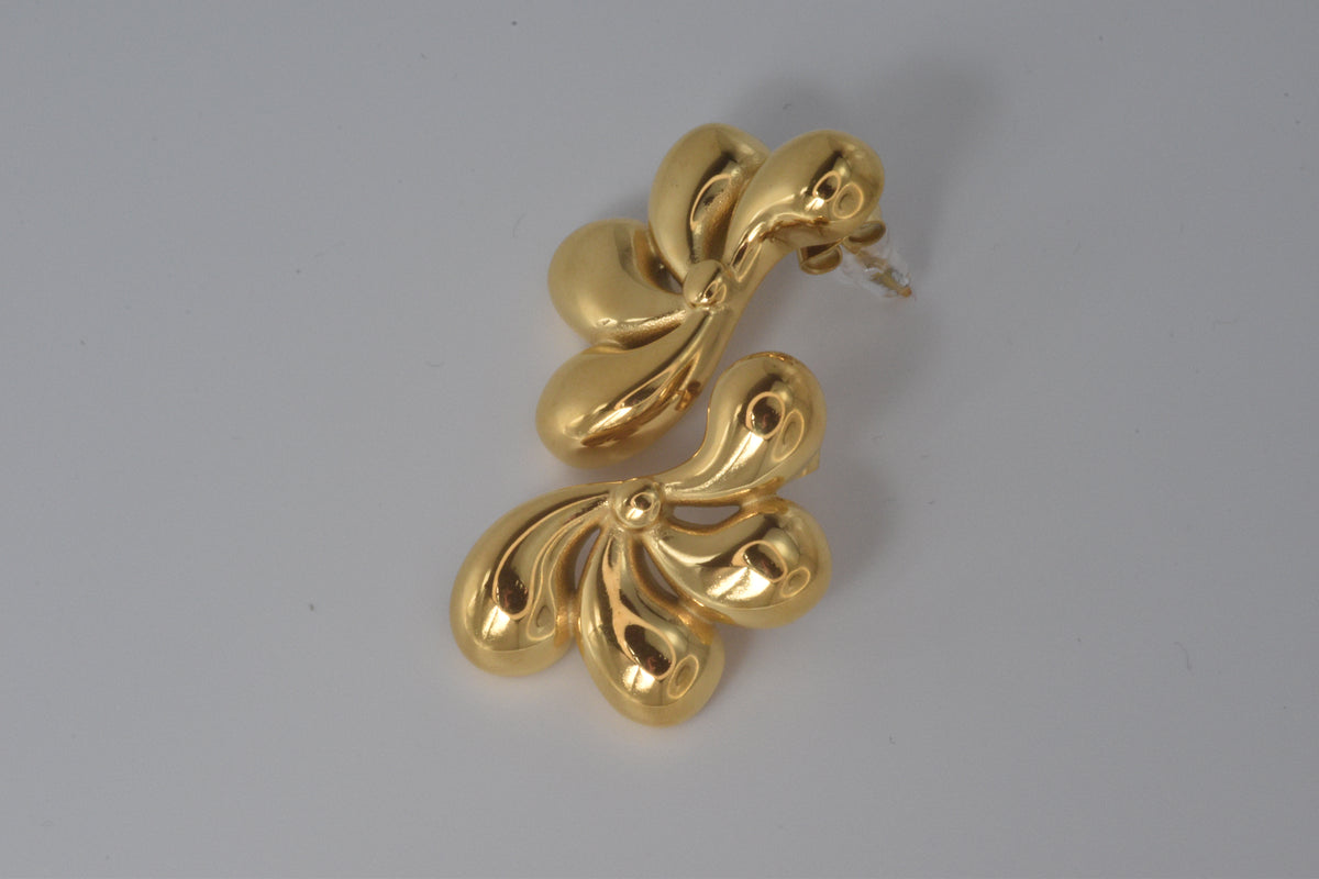 Gold Sculptural Petal Fan Stud Earrings