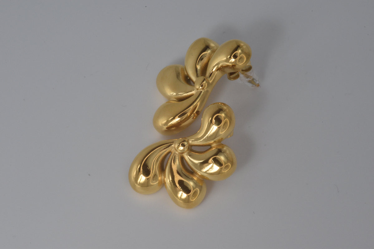 Gold Sculptural Petal Fan Stud Earrings