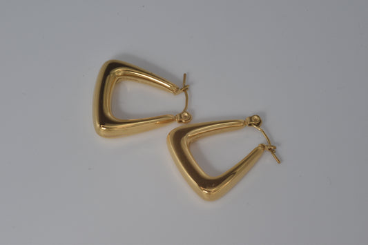 Gold Triangular Shaped Hoop Earrings