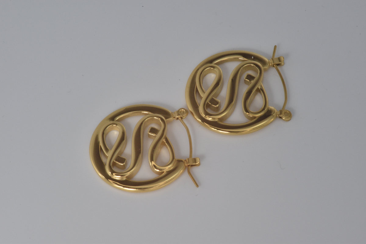 Gold Savedrines Logo Inspired Earrings