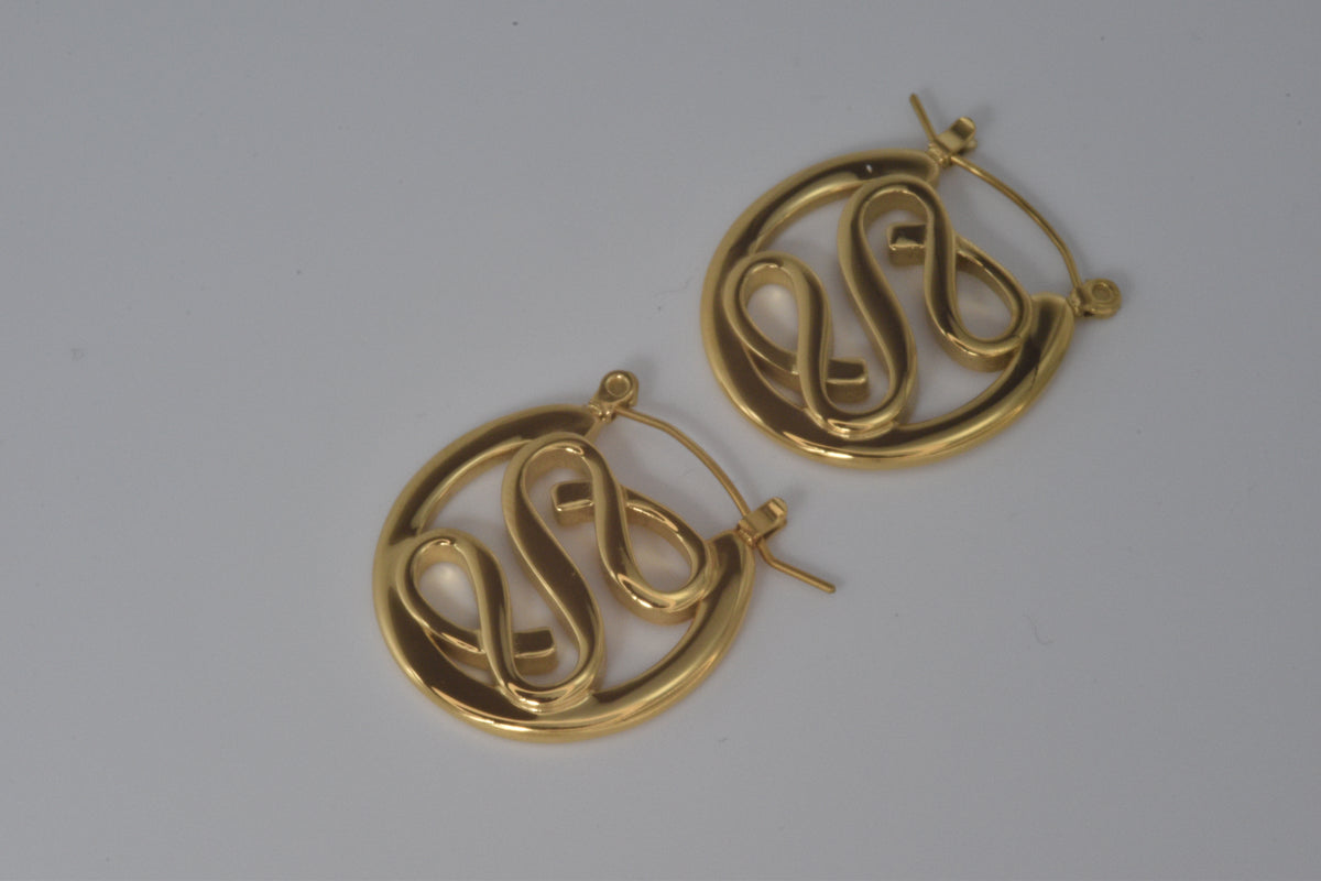 Gold Savedrines Logo Inspired Earrings