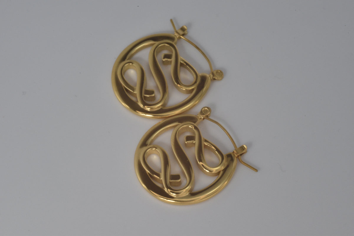Gold Savedrines Logo Inspired Earrings